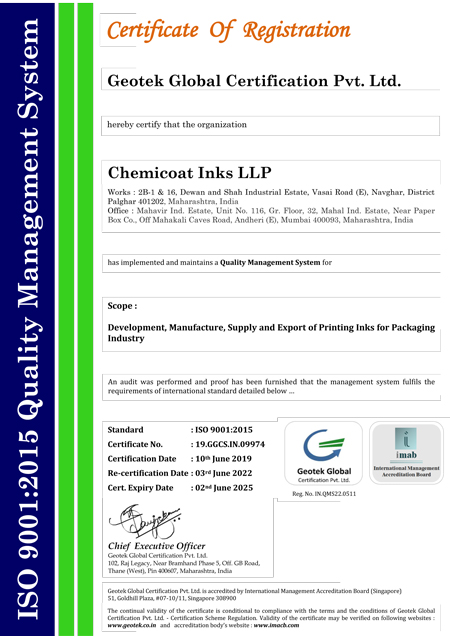 ISO-Certificate